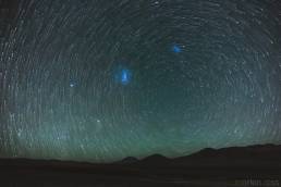 Star trails over the Siloli desert